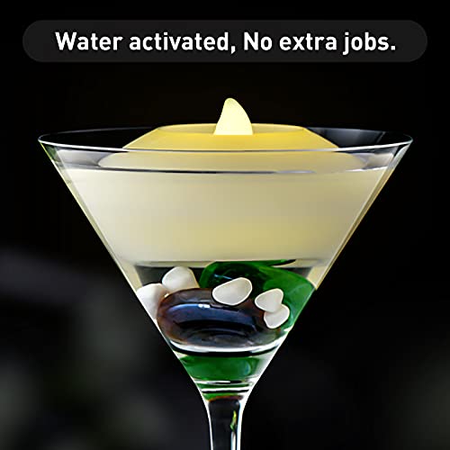 Image of Floating Candle Flicker Wax LED Floating Candles Flameless Batteries Power Tea Lights Water Activated for Wedding Home Party Centerpiece Vases Bath Outdoor Pool Pond Decor (8 Pack, Warm White)