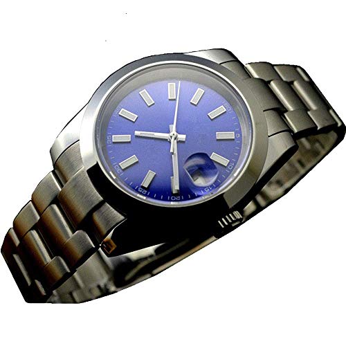 Preisvergleich Produktbild Mechanische Herren-Armbanduhr, 41 mm, blaues Zifferblatt, automatisch, Saphirglas, Edelstahl, mechanisch