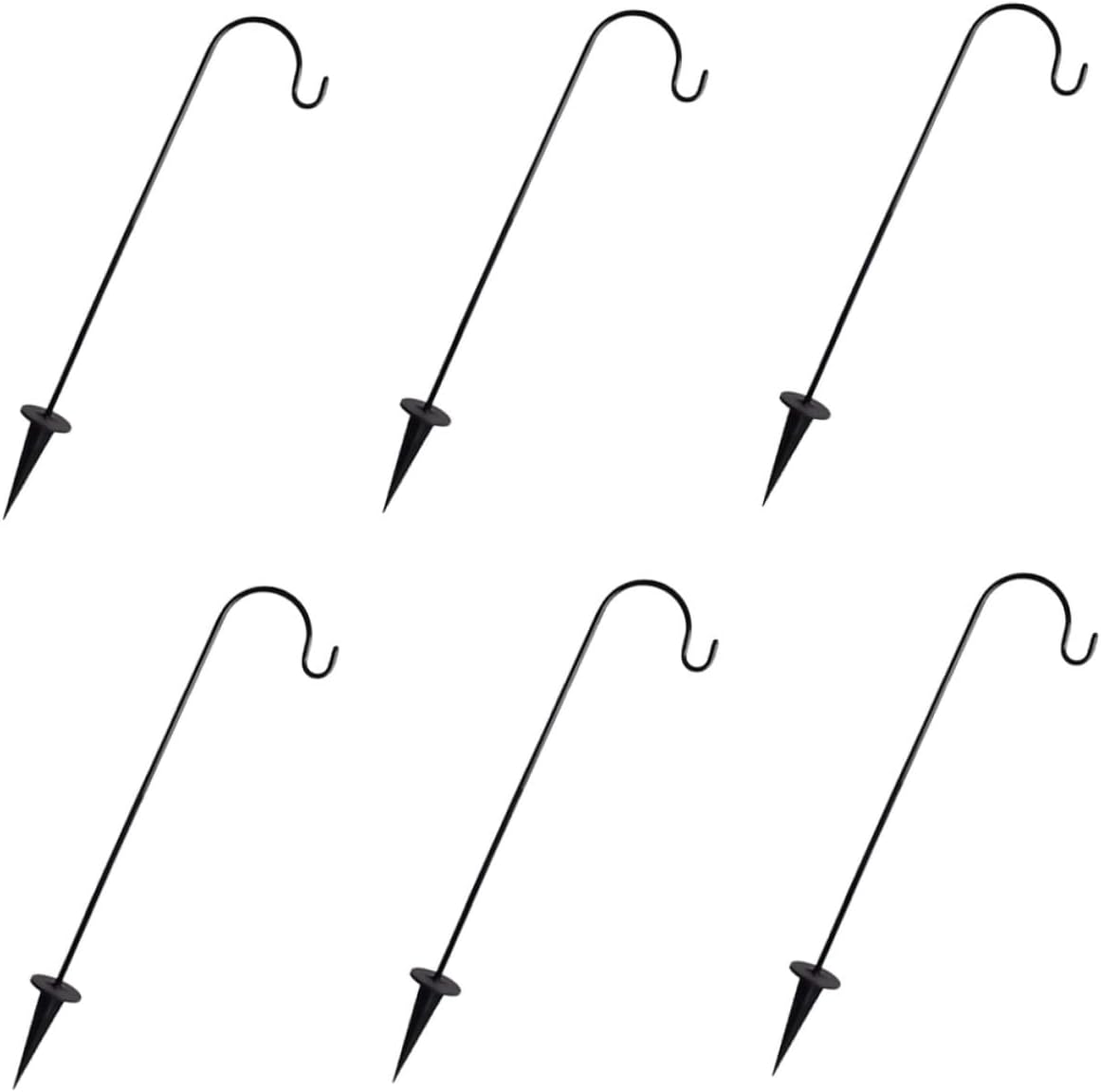 Mipcase 6Pcs Garden Stake Hooks Durable Shepherd Hooks for Hanging Solar Lights Bird Feeders Lanterns Outdoor Decor for Lawn Garden Courtyard
