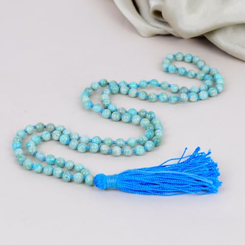 Mala en amazonite bleue AAA : collier spirituel noué avec amour - 5