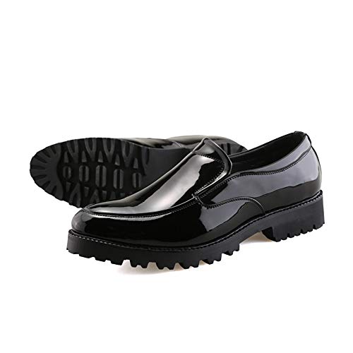 Men's Party Dress Oxfords for Men Low Top Slip-on Loafer Shoes Synthesis Patent Leather Round Toe Rubber Strong Lug Sole3