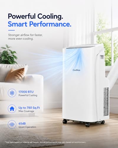 Image of Coolblus Portable Air Conditioner 17000 BTU, WiFi Smart AC Unit for Rooms Up to 780 Sq.Ft, 3-in-1 Portable Air Conditioner with Cooling, Remote Control, Auto Swing, White-17000BTU-WIFI