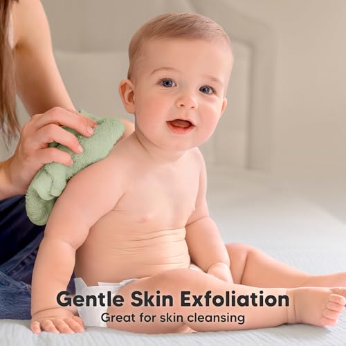 Image of 6-Pack Baby Washcloths - Soft Absorbent Viscose from Bamboo Washcloths for Face, Body, Baby Towels for Newborn, Kids, Toddlers, Infant, Gentle on Sensitive Skin, 10x10 Reusable Face Towels(Verde)