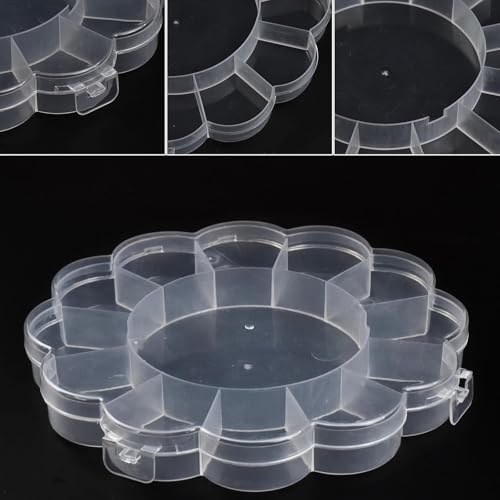 Image of 12 Grids Clear Plastic Bead Storage Containers，XOOBIU Nail Box Storage Case Container, Floral Pattern Flip Top Jewelry Boxes Organizers for Jewelry Making and Crafts，Beads Rings Earrings
