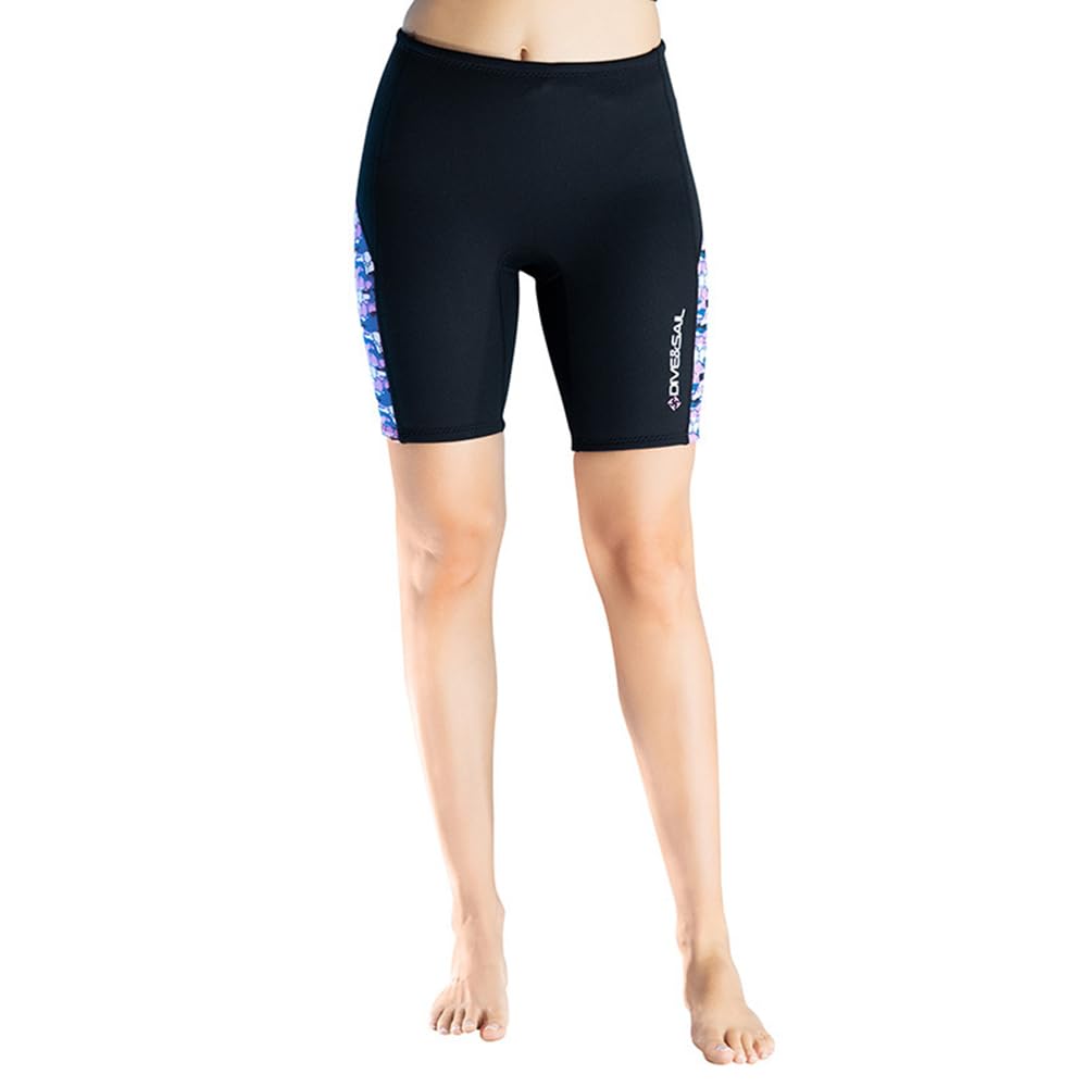 Damen-Neoprenhose, Neopren-Shorts, 2 mm, Thermo-Schwimm-Leggings mit verstellbarem Kordelzug am Bund zum Surfen, Tauchen, Kajakfahren
