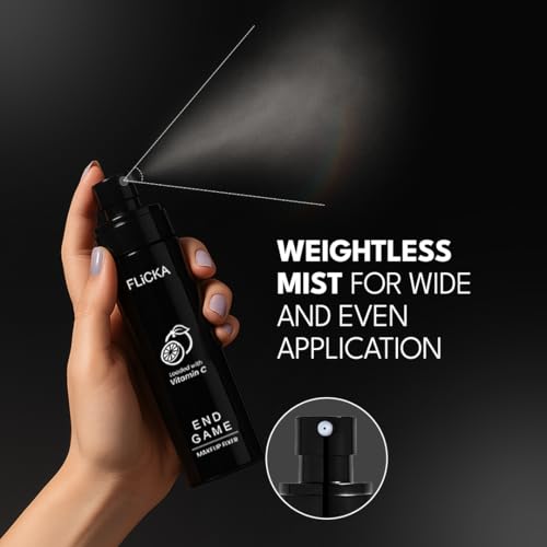 Image of FLiCKA Natural End Game Makeup Fixer Spray | Long Lasting Anti-Acne | Loaded with Vitamin C | Prevents Cracks, Minimizes Pores & Fine Lines | Long Lasting & Weightless Formulator for All Skin Types 100 ml