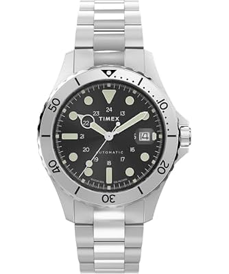 Timex TW2Y15300 Trend, Orologio da uomo automatico da 41 mm, con cinturino a bracciale in acciaio inox, quadrante nero e cassa in acciaio inox