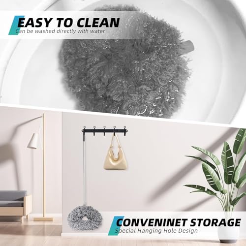 Image of TEKCOOL Fan Cleaner Brush with Long Rod Flexible Fan Cleaning Mop Microfiber Dust Cleaner Foldable Duster for Home Cleaning Microfiber Duster for Clean of Home, Kitchen, Car, Ceiling (Grey)