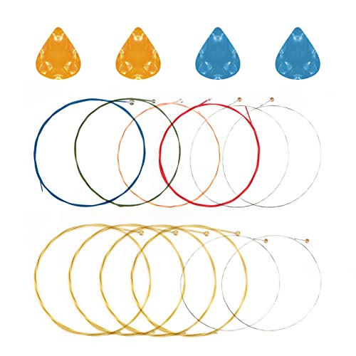 Cordes De Guitare Acoustique, Kinbom 2 ensembles de 6 cordes de guitare, 1 paquet d’or et d’argent avec 1 mélange de… - Les Beatles, Paul McCartney, John Lennon, RIngo Starr, George Harrison Cordes De Guitare Acoustique, Kinbom 2 ensembles de 6 cordes de guitare, 1 paquet d'or et d'argent avec 1 mélange de…