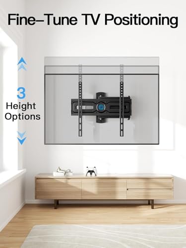 Image of Pipishell Full Motion TV Wall Mount for Most 26-65 inch Flat & Curved TVs up to 77 lbs, Adjustable Bracket Height, Corner TV Mount with Single Articulating Arm, Max VESA 400x400mm, PIMF9