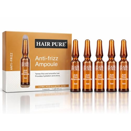 Image of Hair Pure Anti-Frizz Hair Ampoule with Citric Acid & Lactic Acid | Power booster for Frizzy Hair | Deep Hair Repair Treatment | Smooth, Shiny & Frizz-Free Hair | Intense Hydration & Damage Control | Professional Hair Care Formula