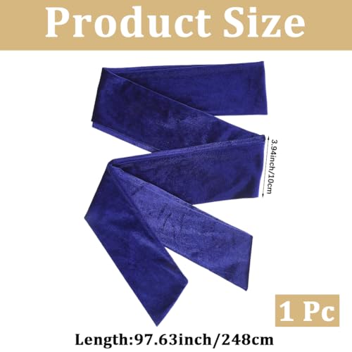CRASPIRE Women Velvet Sash Belt Dark Blue Wedding Belt Tie Dress Sash Waist Bridal Neck Scarf Long for Prom Party Special Occasion Dress Bridal Sash Belt 99 x 3.9 inch Wide2