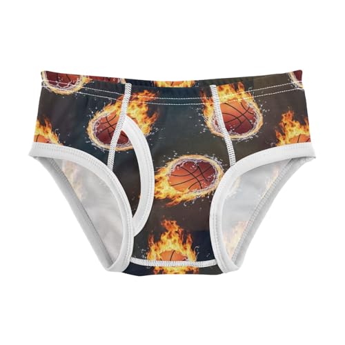 ODAWA Basketballs Flames Toddler Cotton Underwear, Tag-Free Comfort Underwear 2T Boys