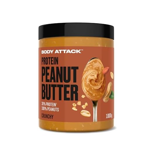 Body Attack Peanut Butter Crunchy, 1kg - Erdnussbutter mit Stückchen, 30% Protein ohne Zuckerzusatz, vegan, ohne palmöl