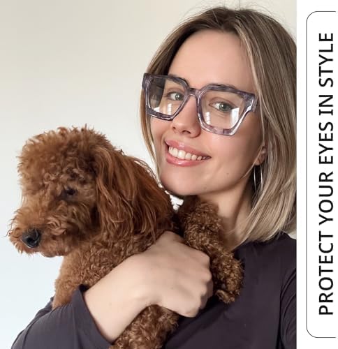 livho Oversized Eyewear Frame for Woman and Men - Rectangle Fashion Glasses for Computer, Chic Preppy Frame - Image 4