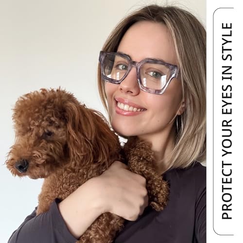 Image of livho Oversized Eyewear Frame for Woman and Men - Rectangle Fashion Glasses for Computer, Chic Preppy Frame