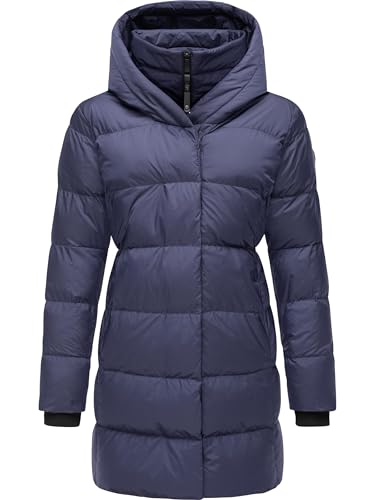 Ragwear Damen Mantel Lange warme Winterjacke mit Kapuze Niara YOUMODO Midnight Gr. L