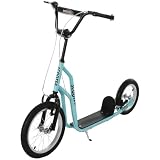 HOMCOM Kinderroller mit Verstellbarem Lenker, Handbremse, 16 Zoll Blau