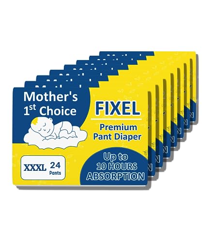 Image of FIXEL Baby Pants Diapers, XXX-Large (XXXL), with Wetness Indicator, 18-35 kg, Pack of 8, 192 count