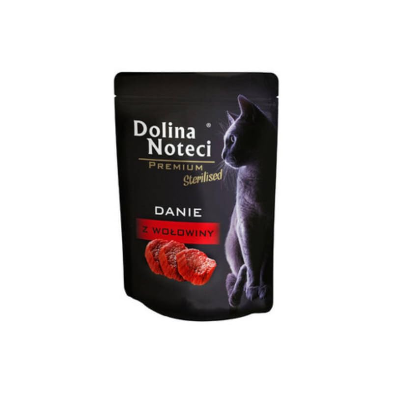 Dolina Noteci Premium Grain-Free Wet Cat Food Variety Pack, Complete & Balanced Meals for Adult Cats and Kittens, With Salmon Oil, Taurine, Vitamins & Minerals, Sterilised, Beef 85g