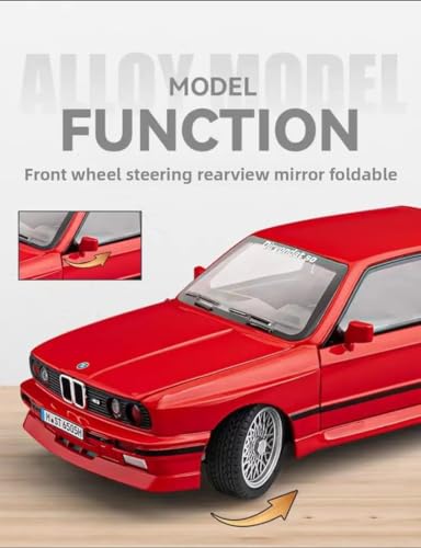 Image of Exclusive Alloy Metal Pull Back Die-Cast Car Diecast Metal Pullback Toy Car with Openable 6 Doors,Light Music Boys Gifts Toys (1:24 B-M-W M3 E30 -White)
