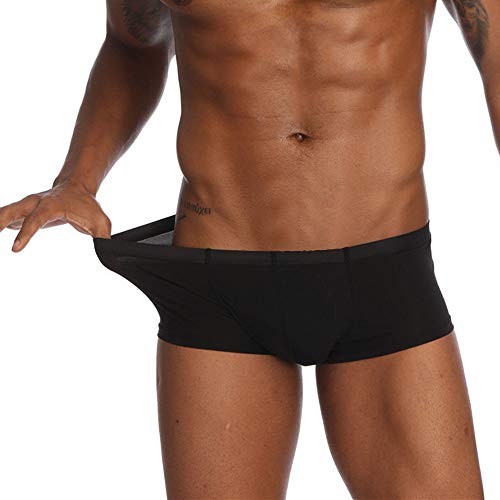 Men's Strechy Boxer Brief Short Leg Ice Silk Boxers Seamless Soft Underwear Cooling Solid Breathable Panties