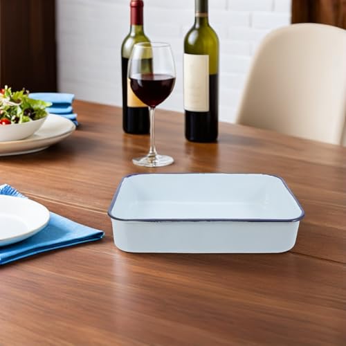 Bandeja de horno esmaltada Levemolo blanca rectangular de alta resistencia 5