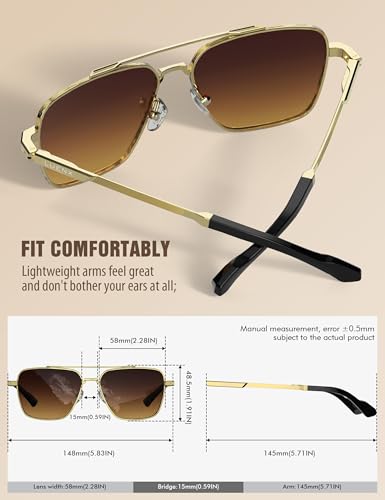 Image of LUENX Aviator Sunglasses for Women Men Polarized Lens Trendy Sun Glasses - UV 400 Protection 60MM with Accessories Driving