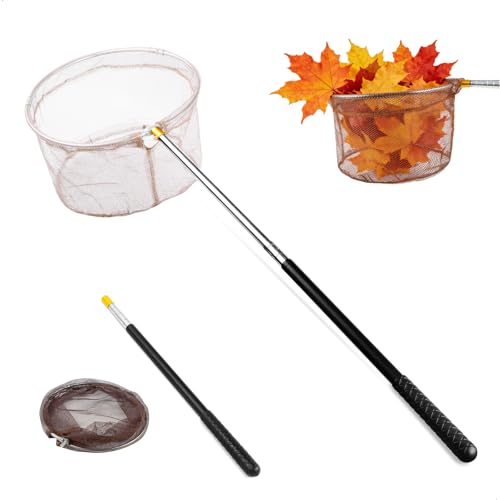 Épuisette de Pêche Télescopique Pliable, 41–148 cm avec Filet Nylon Profond 30 cm Maille 5 mm, Épuisette Piscine Bassin Fontaine pour Feuilles et...