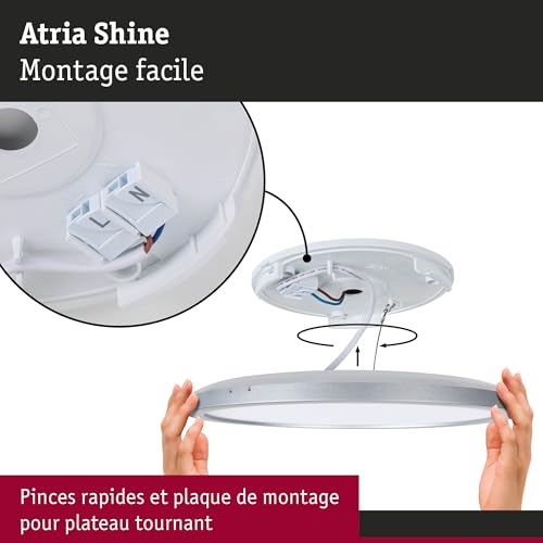 Plafonnier LED carré 16W Atria Shine Paulmann blanc chaud 3000K