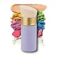 Retractable Kabuki Makeup Brush - Powder Foundation Brush Portable, Face Makeup Brush Ultra-Soft Bristle, Blush Brush Hygienic & Travel-Friendly (Purple Angle (Retractable Kabuki Brush))