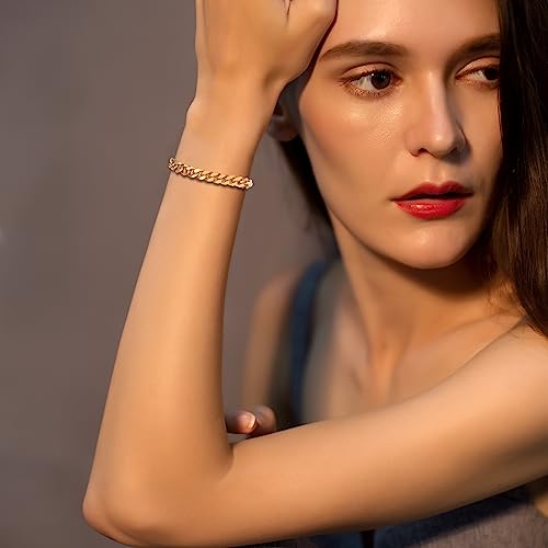 Tuewut Stainless Steel 8Mm Cuban Link Bracelet For Men/Women/Boy,Silver/18K Gold Plated 7/8/9 Inch Fashion Hip Hop Jewelry Bracelet For Gifts  thumb #5