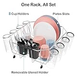 iSPECLE Small Dish Drainer for Kitchen Sink - Compact Stainless Steel Washing Up Rack with Cutlery Holder, Rust Resistant Wire Draining Board for Worktops, Caravans & Flats (29.5 x 34 cm), Silver - Image 4