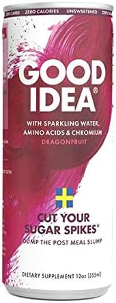 Good Idea - Blood Sugar Balance - Subtle Natural Dragon Fruit Flavor - Drink with Meals - 12 Ounce Cans, 12 Count