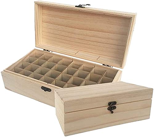 OH Boîte de Rangement de Bijoux Slot Essential Huile Case 32 Bouteille Essential Huile Stockage Organisateur Pine Naturel Boîtes de Bijoux Boîtes de Bijouterie Sûr et fort/Naturel