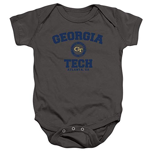 Georgia Tech Official Circle Logo Unisex Infant Snap Suit for Baby,Charcoal, 6 Months