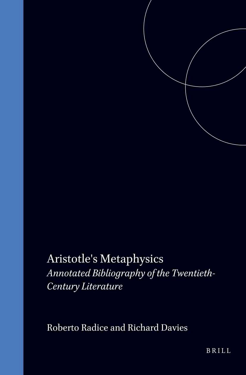 Aristotle's Metaphysics trouver les thèses et commentaires du XXe siècle