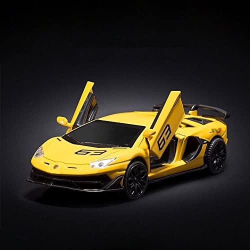 LPFWSK SVJ63 Coche de juguete Escala 1/36 Modelo de coche Coches de lujo Coches de juguete fundido a presión Vehículo de aleación de zinc Metal con sonido y luz Modo de retroceso para niños Coche de j Cover