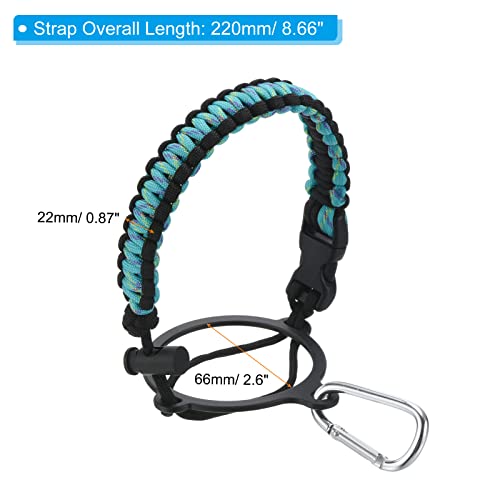 PATIKIL Water Bottle Holder, Paracord Handle Lanyard Strap Carrier with Ring for 12oz to 64oz Wide Mouth Bottles, Blue Camo, Black - Image 2
