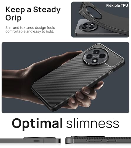 Image of Vihibii for OnePlus 13R Cover, Twill Soft Grip & Frosted TPU Bumper Edge, Slim Lightweight Full-Body Rugged Protective, Military Grade Drop Protection Silicone Cover for OnePlus 13R, Black