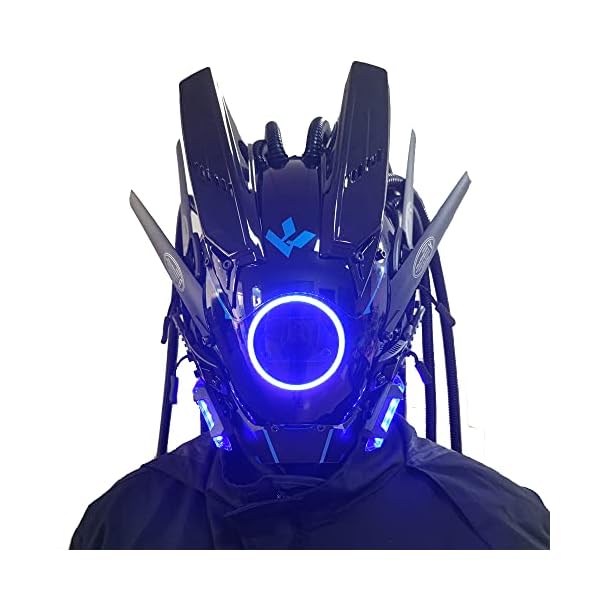 Kyeday punk mask cosplay for men, round light with braids mask cosplay halloween fit party music festival accessories