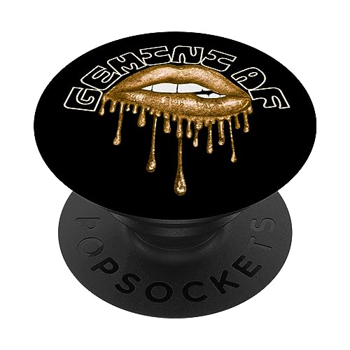 ini AF Zodiac Dripping Lips Graphic PopSockets Swappable PopGrip, Black