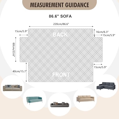 Image of Genina Waterproof Couch Cover, Washable Anti-Slip 86.6 inch Sofa Covers with 4 Cushions, Sectional Couch Covers for Pets Friendly, Sofa Slipcovers for Dogs Cats, (86inch /Dark Grey)