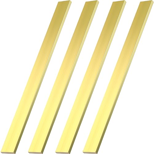 Yaocom 4 Pcs C360 Brass Flat Bar 1/4" x 1" x 12" Knife Making Brass Bar Stock Brass Sheet Solid Plate Mill Stock Metal Sheets for Craft