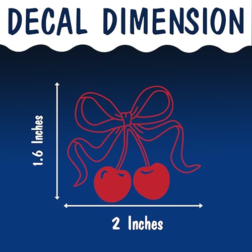Image of Set 3Pcs Cherries Bow Red Rearview Mirror Decal Aesthetic Cherry, Funny Bookish Sticker, Cute Girly Stuff Water Bottle Laptop Window Sticker Vinyl Waterproof 2 Inches Car Decals New Car Accessories