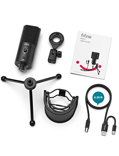 image for FIFINE USB Desktop PC Microphone with Pop Filter for Computer and Mac,