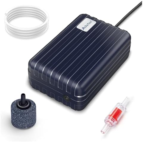 DaToo Aquarium Air Pump Compact Fish Tank Air Pump Quiet Aquarium Bubbler Aerator Buckets Oxygen Aerator Pump for 1 to 20 Gallon Fish Tanks Cover