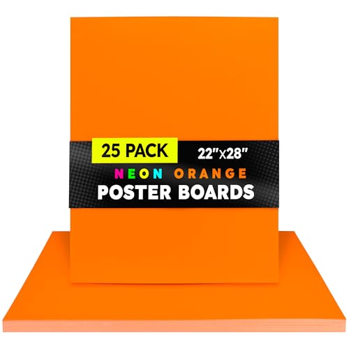Image of Hygloss Medium Poster Board 22x28 - 25 Neon Orange Single Color Bulk Pack - 10 Pt. Thickness Colored Poster Board Paper for Projects, Signs, Displays - Posterboard Multipack 22 inch x 28 inch