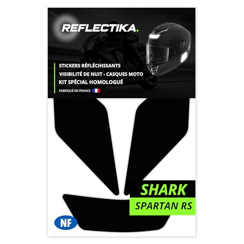 Kit Spécial Autocollants Stickers Réfléchissants pour Casque Moto Shark Spartan RS - Adhésif Noir de Signalisation Homologués Normes Française -...