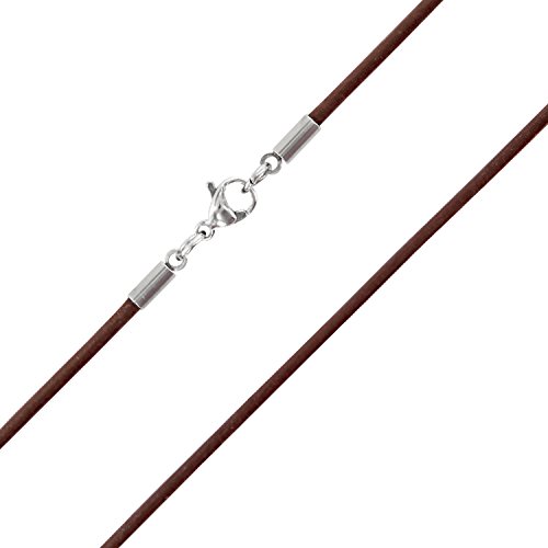 Auroris Echtleder Kette 2 mm mit Karabinerverschluss aus Edelstahl Farbe/Länge wählbar - braun / 50 cm